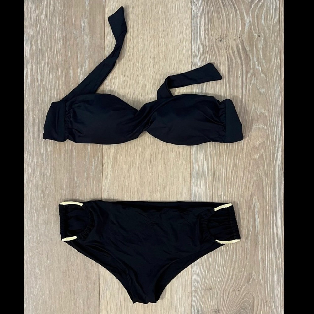 L*space Black D ring strapless bikini
